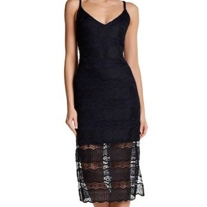 Betsey Johnson Women's Lace Midi Dress Navy Blue